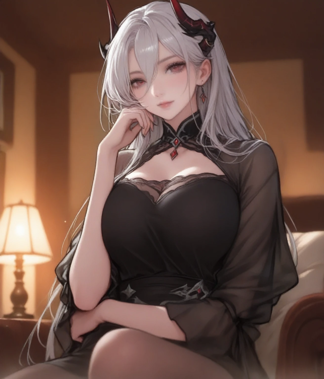 A seductive gaze, Genshin character appearance, Very big , Half cup bra, White Hair, Cute Girls, Highest Resolution, Lying on the bed, No clothes, Pleasant face, Mouth slightly open, Both eyes closed,Sticking out tongue,During sex