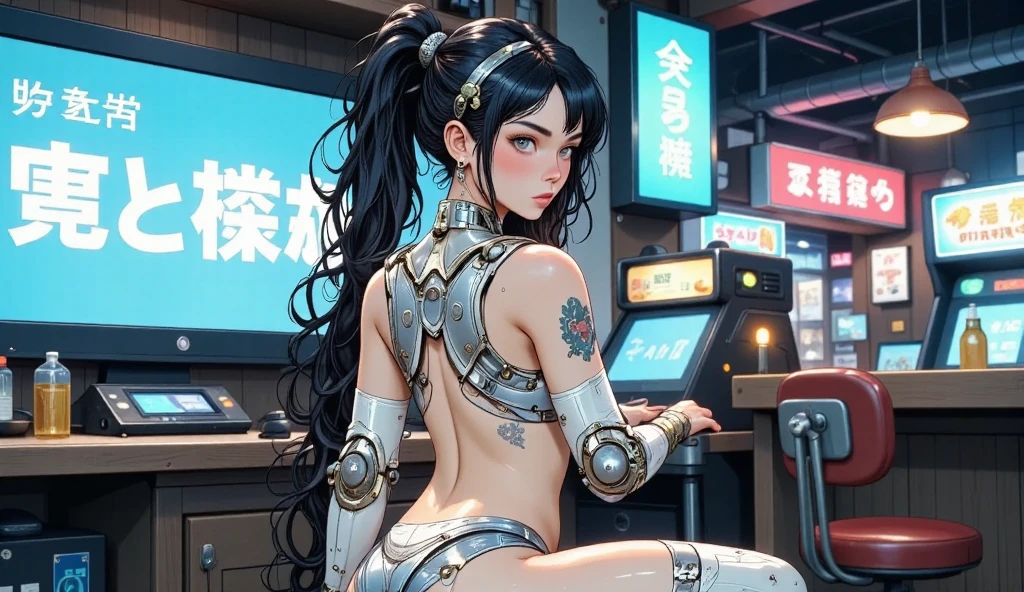 Chun li, cyber punk Menina,(Qualidade Superior、8k、32 mil.、obra-prima、NFFSW:1.3)、(The Ultra - The High Definition)、(fotorealistisch:1.4)、Fotografia RAW、image from head to thigh,Figura perfeita encantadora,actionpose:1.2,Moda cyberpunk detalhada、O mundo do cyberpunk,profundidade de campos,fundo desfocado,、