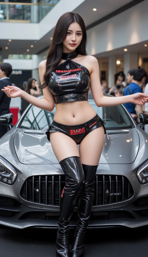 (((she shut up))), (((Racing girl cosplay Jang Won-young))), ((Sexy bikini)) , perfect face, perfect eyes, (((car porsche 718 background))), ((Upper body shot)), ((long wavy hair)),((medium chest)), ultra high definition, 8 thousand, realistic,(((K-pop group Ive'Jang Wonyoung Lookalike))), (((laugh))), ((porsche car background)),