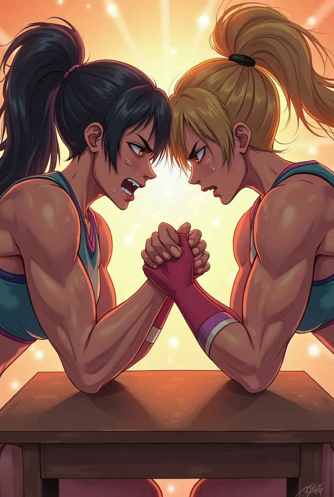 boxing Covered in scars female Two people anime