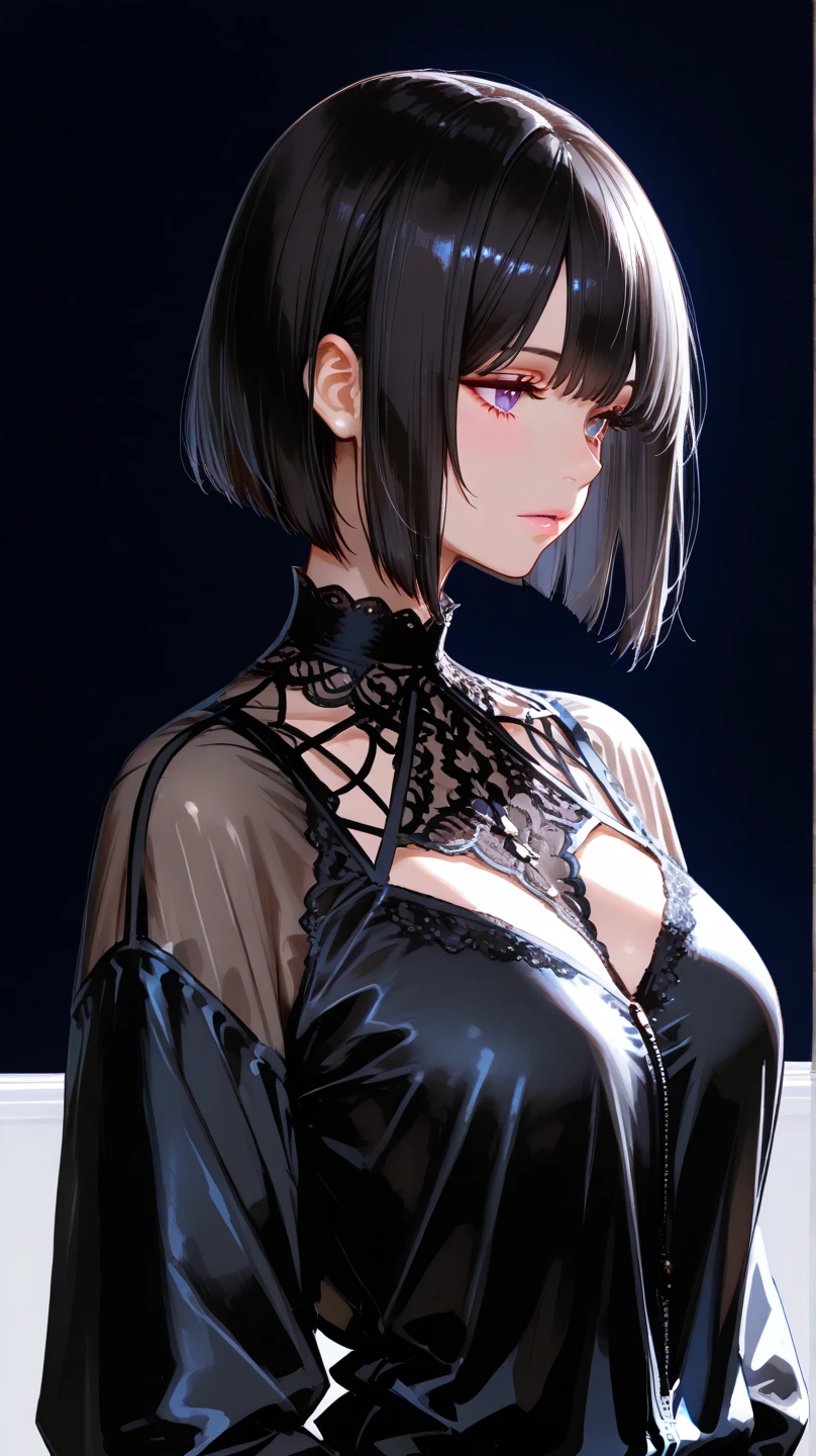 a close up of a woman in a black and purple outfit, thick, commission for high resolution, Extremely detailed Artgerm, cassandra cain in satin, highly detailed exquisite fanart, Ilya Kuvshinov. 4K, villain pose, High-quality, detailed artwork in 8K, 8k art german bokeh, crow portrait, fluffly, sexly, robutts