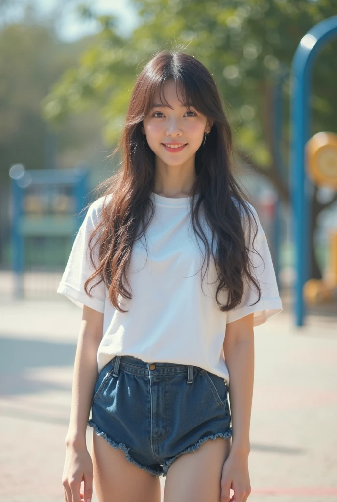 Masterpiece、Raw photography、(((Ultimate Beauty Portrait)))、((glistning skin))、close mouth、no mask、dark brown eye、、highschool girl、age 15、natural make、short bob、((​masterpiece、top-quality、ultra-detailliert、intricate-detail、hight resolution、highly detailed))、8KUHD、Digital SLR、Soft light、high quality 、Shallow depth of field、natural soft light、Shy smile , flushing face、Beautiful skin, ((of the highest quality, 16 K, masterpiece: 1.3)), 1 girl, Light on Face, hyper detailed face, very detailed lips, Detailed eyes、real looking skin、(white panties, plain color:1.4)、Skirt lifting、skirt lift、white dressed shirts、school student uniform、white shirts、pleated skirt、front view、from below,above the jnee