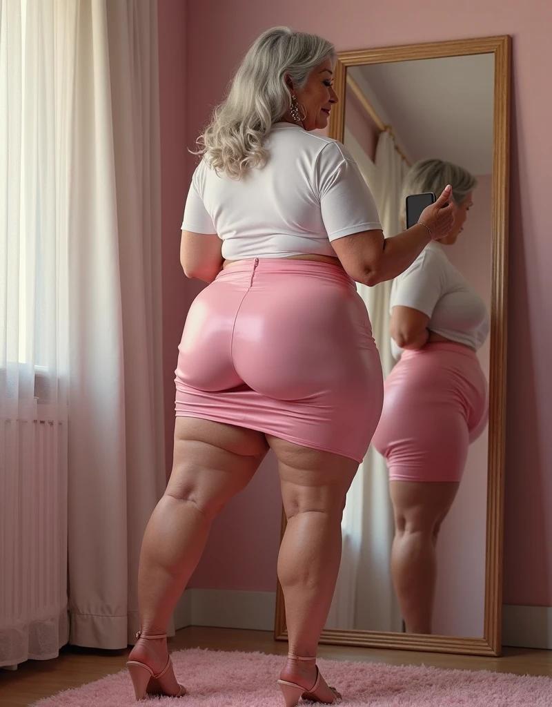 ((HIJAB MALAY GIRL)), ((BBW)), SHORTS, HUGE WIDE BUTT, WIDE BUTT, 63 YEAR OLD METURE women's, METURE women's, (ROSE LIPS), (ADIDAS SNEAKERS), (TIGH SKIRT), , tall buildings in background, twin towers, Kuala Lumpur,(ANGRY FACE EXPRESSION),