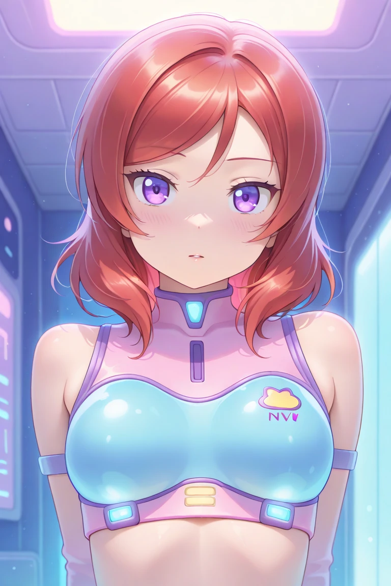 (masterpiece: 1.3), (max resolution: 1.2), (Ultra HDTV: 1.2), cinema lite, Ultra HDTV, (Detailed eyes and skin), (detailed facial features), 8K resolution, Sharp Focus: 1.2, Perfect Style, Beautiful Face, accurate, Anatomically correct, Highly detailed face and skin texture, Detailed eyes, Dark-blue eyes, Double eyelids, Thin eyebrows, (dropped eyes:0.65), (Glitter Eyeliner:1.2), Natural cheeks, Glossy skin, (Fair skin:1.2), shiny necklace and earrings, (Glossy lips: 1.4), BREAK, absurderes, One-person viewpoint, (She  Very Cute nightclub staff), (Wearing a white sleeveless turtleneck sheer sweater:1.5), ((no bra:1.6)), BREAK, (pleated mini skirt of Red colors:1.3), ((showing a little string :1.2)), (high heelREAK, (shy smile:1.2), ((18 years old, Very Cute and neat girl:1.3)), (high-ponytail hairstyle, Wavy Hair), ((Red hair:1.4)), Medium Long Hair, (Cowboy shot: 1.2), Focus on Face, ((Seduction pose and Selfie pose on Instagram:1.2)), ((inside the bar counter:1.2)), (looking at viewer), (medium large breasts((In the super erotic nightcl)), BREAK, ((Pink neon lights:1.2)), (((dim lighting:1.3))),(small breasts)