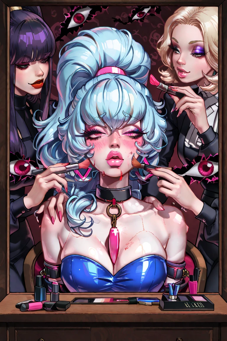 ((The concept character sheet of a blushing girl)), ((Infographic drawing. Multiple sexy poses, white background:1.4)), ((full body view, multiple sex positions, vaginal sex:1.4)), illustration,Catalogue of sex slaves,1girl, thick thighs, ((detailed face, full body view from multiple angles:1.2)), smileglowing aura, natural light, masterpiece, glossy skin, juicy lips , ((NSFW)),sexy, hot, , cleavage, evil,juicy lips, bimbo, hour glass, blonde hair, wide eyes, green eyes, massive , dark lighting, long hair, pink bow, oversized jumper, platform shoes, bow in hair, golden round glasses, sandy blonde hair, bimbo, cute, evil smile, no hair on forehead, no fringe, juicy lips, cowboy shot, pink fluffy scarf, pink furry coat, hair clip, coffee, steam from coffee, park, winter, black miniskirt, tights, (((coat)))