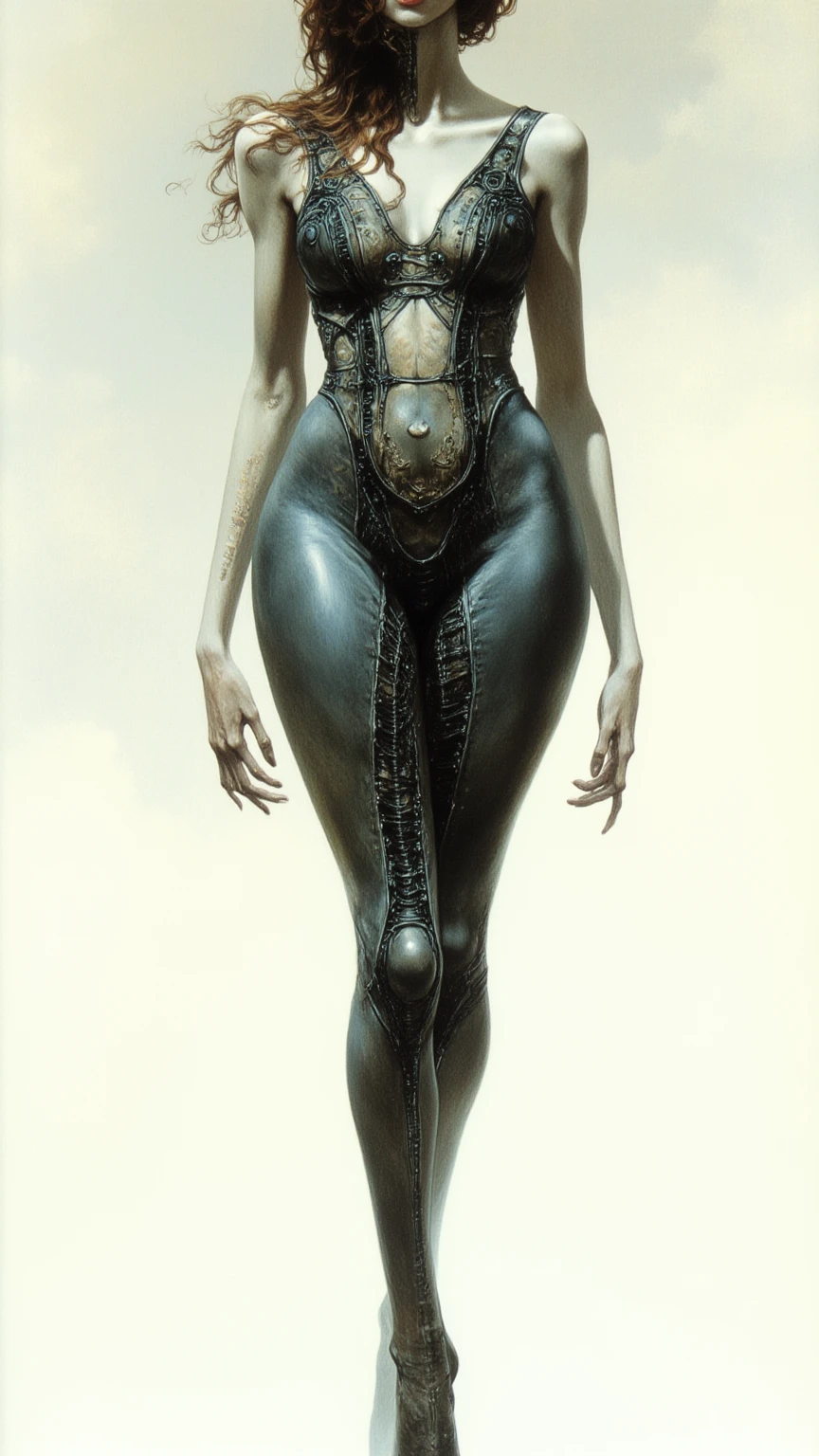 A female astronaut, Youngh, 18 to 22 years old, cyborg, slim body, big ass, thin hips, breasts small, extremely provocative clothes, perfect vagina silhouette, realisitic, HD, 4K.