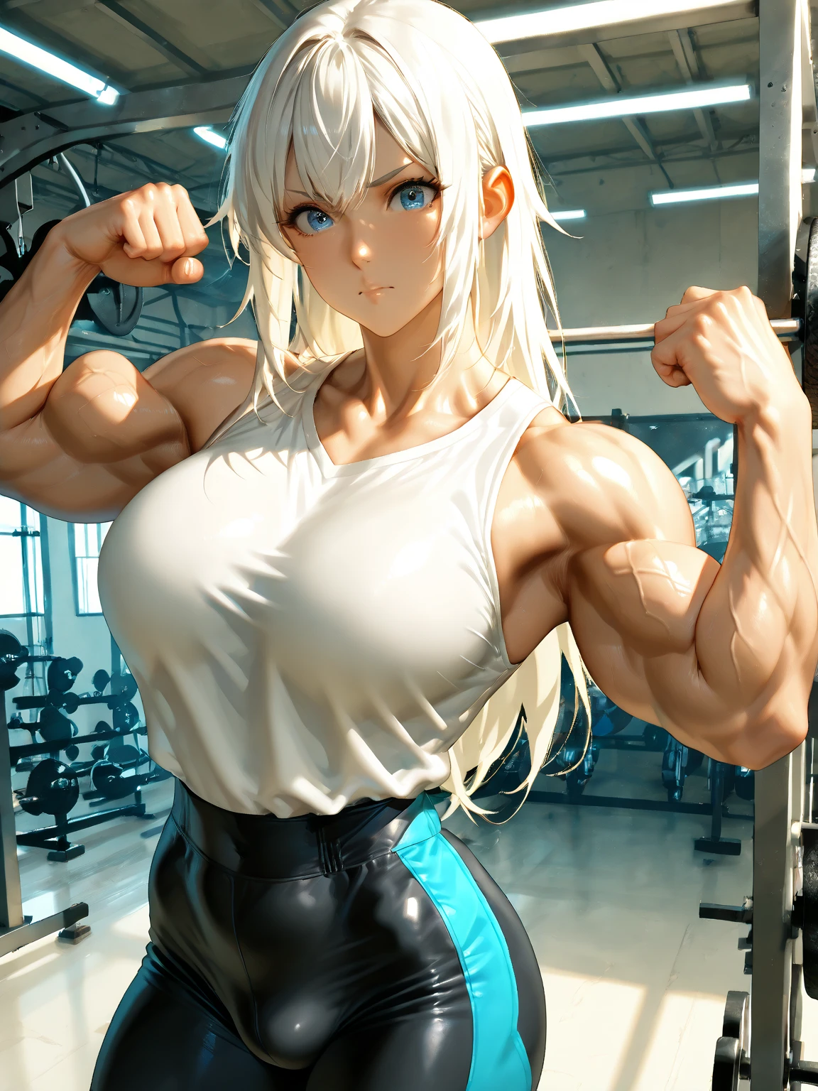 (BEST lighting) , (ultra intricately detailed) , 4K unification, (super-detailed CG: 1.2) , (8K: 1.2),(Original), (Masterpiece) , (Best quality),(Masterpiece:1.4),Anime-ish high quality,(Masterpiece),Masterpiece, Super clear picture quality,Clearer than movies,(Fine face)Best quality, absurderes,((masterpeace, 4K, 8K, Yes, A high resolution))1girll, schoolgirls,She is in the city of the future,cyber punk perssonage,motorbiker,Wear a helmet and headphones,Tech motorcycles,Ten strong abs,standing on your feet,Exposing the abdomen,There are bulges of dense veins on the arms,Spring, Perfect figure, Long silver hair, Dynamic pose,Legs exposed,Strong leg muscles ((body builder:1.5)city in the style of cyberpunk,Bustling,space ship(Beautiful bace),(Girl),(Female),(((Upper body:1)))