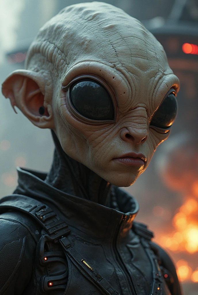 there is a close up of a creepy looking alien with a hood on, darius zawadzki and tom bagshaw, in-game cinematic, perfectly symmetrical alien face, elephant man, still from a music video, kitava, realistic shading photorealism, metabaron, cgsociety ), goblinko, from a 2 0 1 9 sci fi 8 k movie --auto --s2