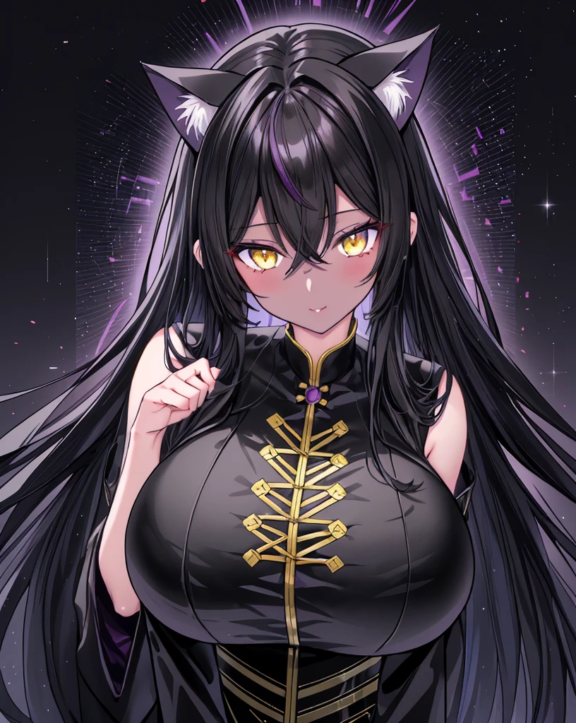 She's a Flat Chest, Black crow's wings flutter, Black hair and cat ears,Place a golden picture frame, Her eyes are crimson and red.,She is a black magician in a black and red costume、Often exposed,Black Devil's Wings and Uraryu Flame, Succubus girlfriend opens crotch wide、Underwear panties are exposed、In search of sex, SEX, She holds a magnificent big rainbow whip in her hand、A night of sparkling rainbow Milky Way and flames full of despair, Iridescent Crystal Gemstones, Is pale skinned,She opens her mouth and laughs with a big expression、Laugh with a mischievous look,, She enveloped love like a serpent in the interstellar wind, Highest Quality, She wears a rainbow cloak and a war maiden ornament,  ((Obscene)),The face of the big picture, Countless red light sickles illuminate her back,Blade of Light,Countless shooting stars,Lens Flare, Big rainbow,The moon shines,Star chips, bloom, ((Flame glow)), chromatic abberation], Digital Painting, Insane details, Intricate details, Beautifully color graded, Unreal Engine, Cinematic , colour grading, Editorial Photography , Photography, Photo Shot, Shot on 70mm lens, depth of fields, degrees of freedom, Tilt Blur, Shutter Speed 1/1000, F/22