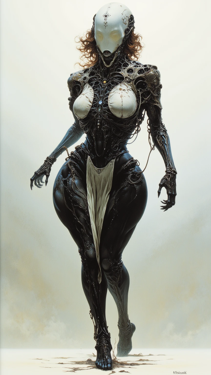 Curvy super villain women black slime body black hair very big boob black hair big hips