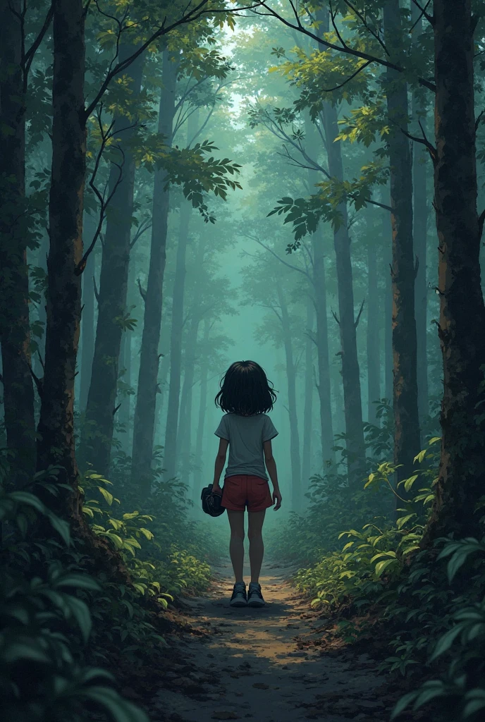 Black girl in forest for children --auto