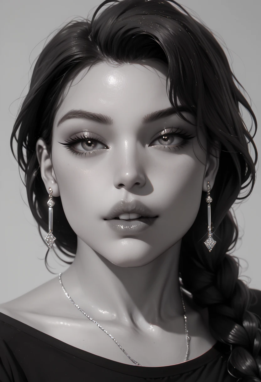 A captivating black and white portrait of Madison Beer, her short black hair artfully twisted in a half-up half-down style, exuding an alluring mystery and charm. The photograph, rich in contrast and depth, showcases every intricate detail of her expressive features, making it a mesmerizing, high-definition masterpiece. (720p or 1080p)
or
An evocative black and white portrait of Madison Beer, her short black hair delicately twisted in a half-up half-down style, exuding an enigmatic allure and intrigue. The photograph, steeped in contrast and introspective shadows, accentuates