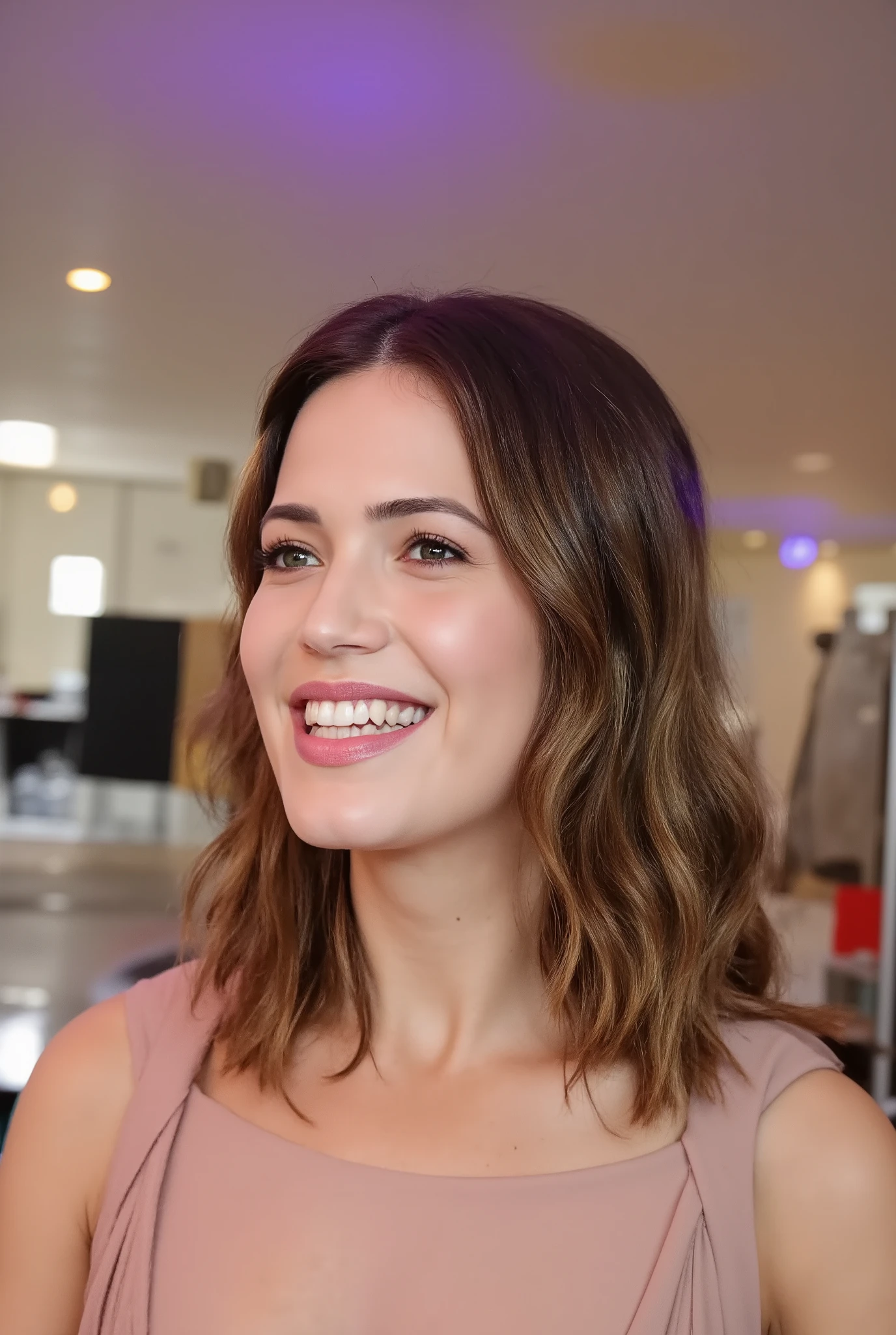 <lora:d13syr3dl2y:0.9>, a Realistic Portrait of a d13syr3dl2y woman with brown eyes and short brown Hair style, smiling, simple background, pink background, casual style, full body, professional Photography, Photorealistic, detailed eyes, RAW, analog, sharp focus, 8k, HD, DSLR, high quality, Fujifilm XT3, film grain, award winning, masterpiece