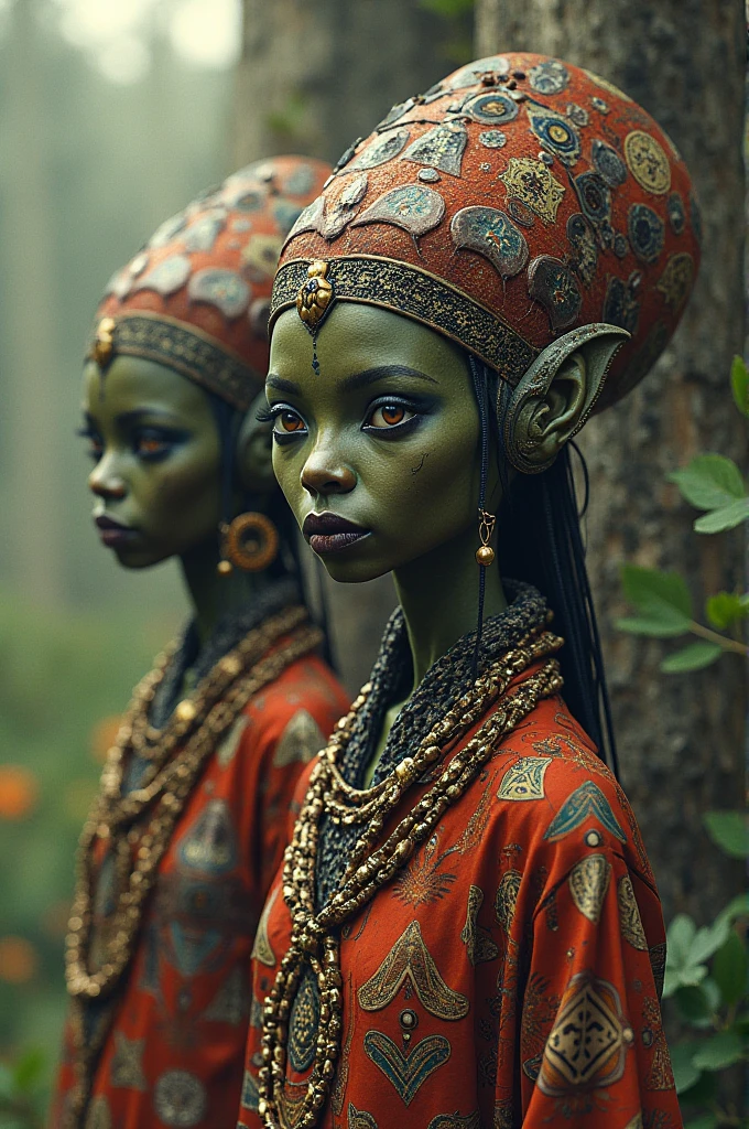 three women dressed in costumes sitting on a couch, intricate ritualistic tattoos, in style of anna dittmann, shot on anamorphic lenses, she is dressed in shaman clothes, each faces precisely define, tribal style, ironpunk, cyan photographic backdrop, woodpunk, anthropomorphic machine --auto --s2