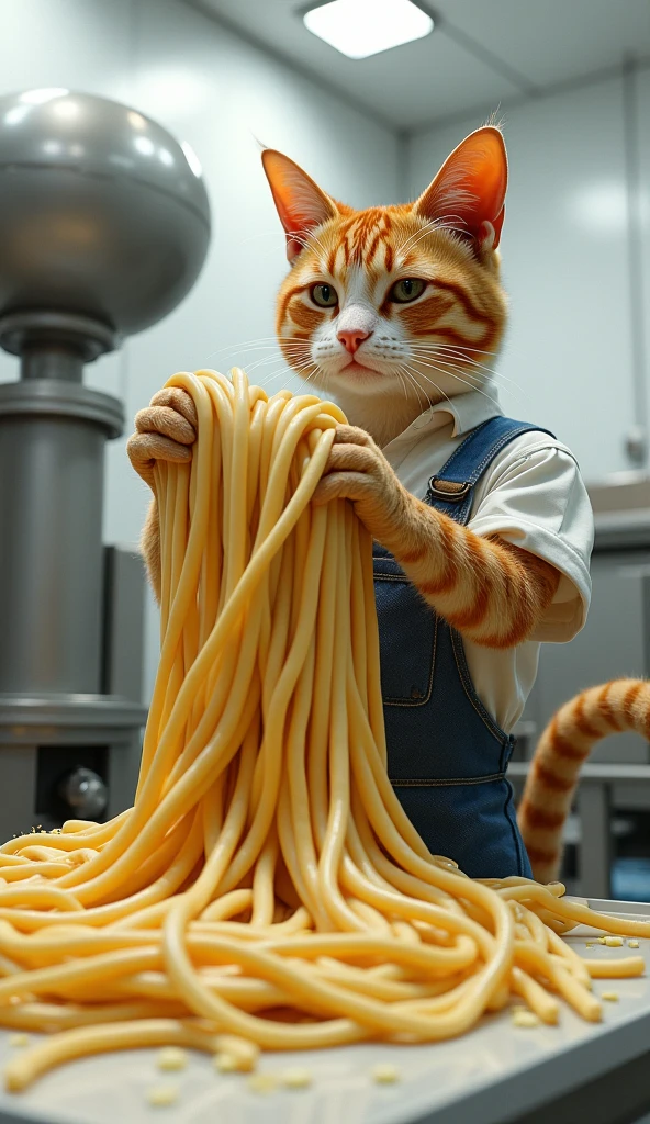 Bipedal cat、Wearing a suit、kitchen、Cutting an octopus