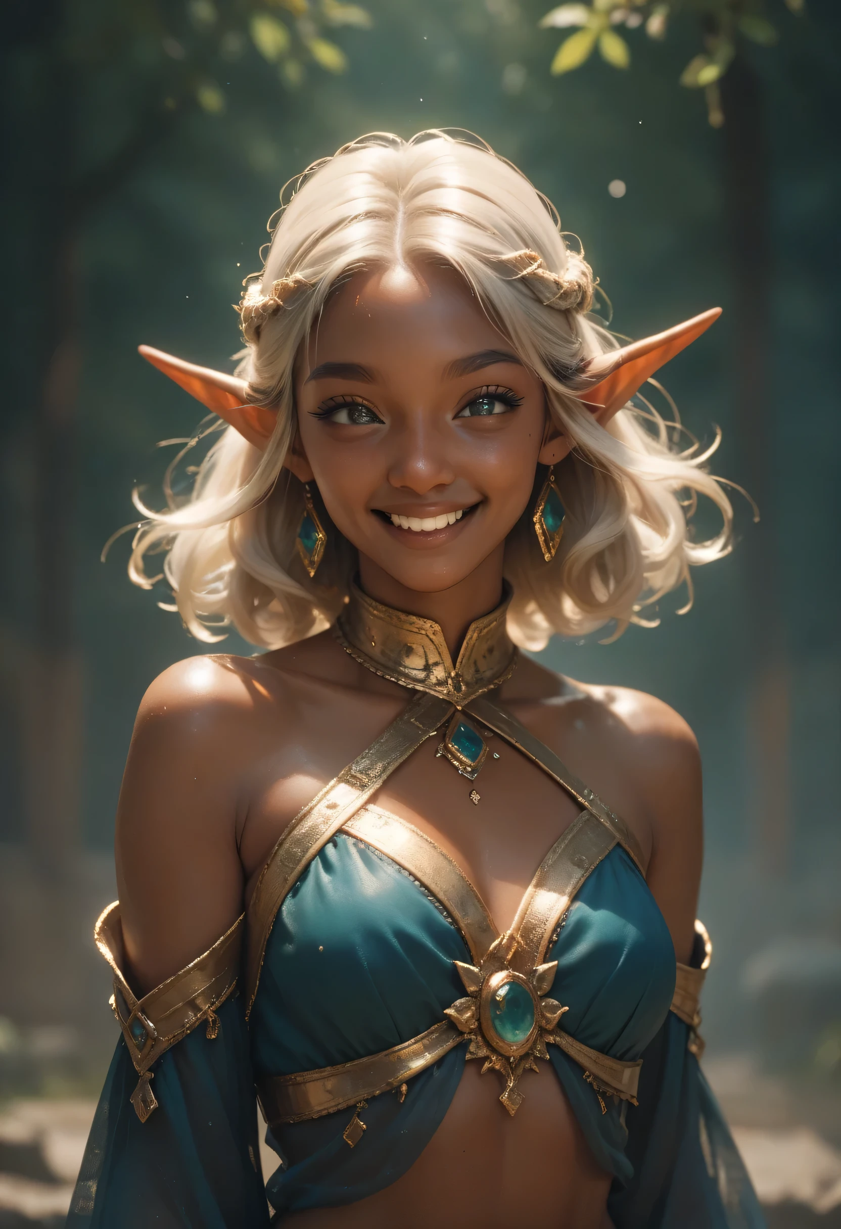 A sacred and enchanting dark elf, Fearless smile