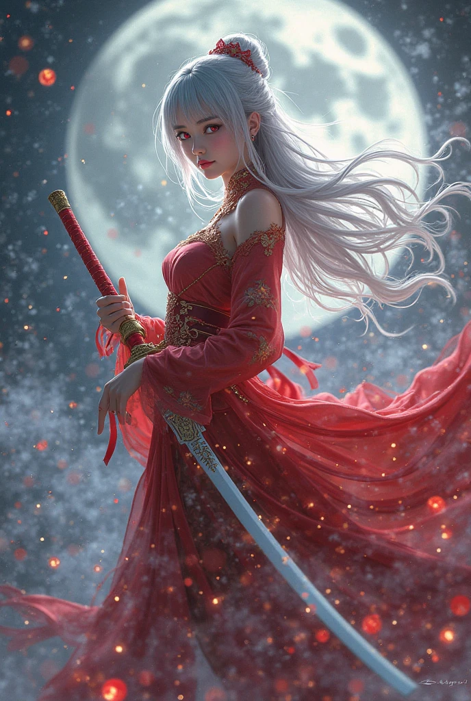 Merciless Mary God々Although、A cute typhoon with a weapon in a Japanese anime style with an axe as the weapon