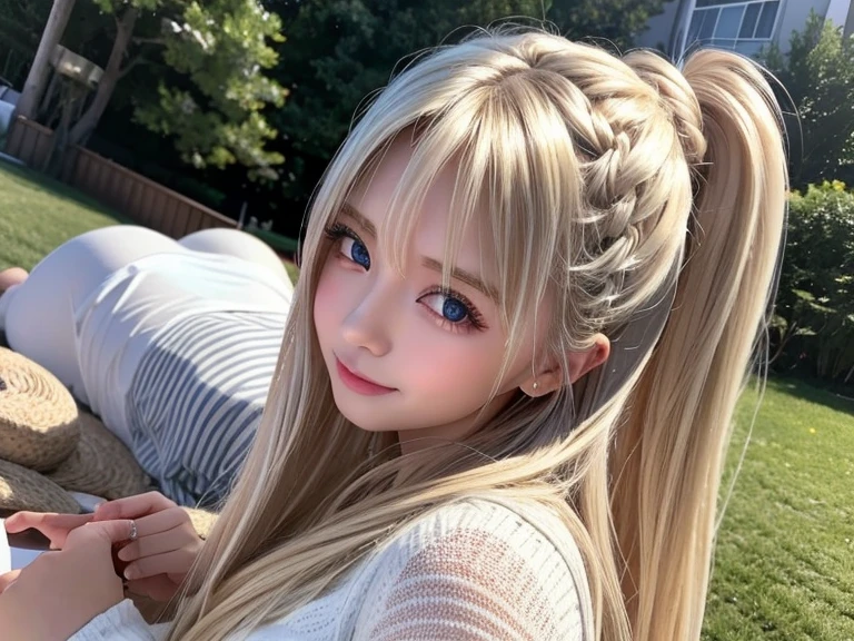 bright look, photorealism, highest quality, Super A high resolution, picture, The most beautiful photos of Nordic girls, cute and beautiful face details, small face, (smile shyly:1.4), (Pueros face_v1:0.008), beautiful bangs, alice in wonderland, beautiful like a fairy, 17 years old, White and shiny skin, Pigtails, Bangs that extend to the face, by bangs, hair between eyes, super long hair, Attractive, silky, super long platinum blonde hair, thin hair, Charming shining beauty bright clear light blue big eyes, (big round eyes, droopy eyes:1.4), school uniform,  eyeliner, double eyelid, 
perkytits, from the waist up,