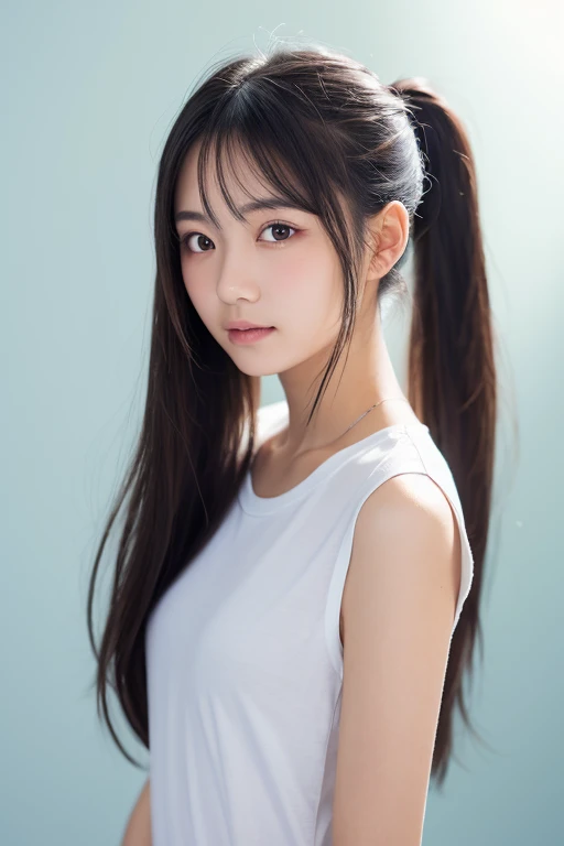 White top ponytail girl