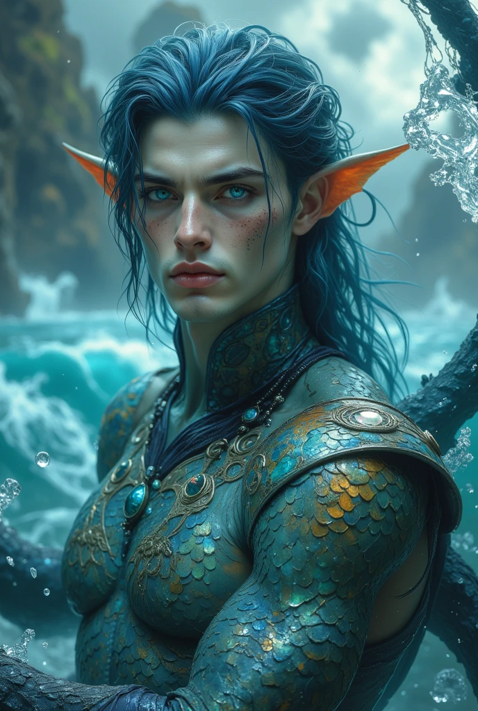 ((ultra detailed, masterpiece, absurdres))
1man, beard, white skin, green eyes, dark blond hair, looking at viewer, portrait, in a lake, short hair,