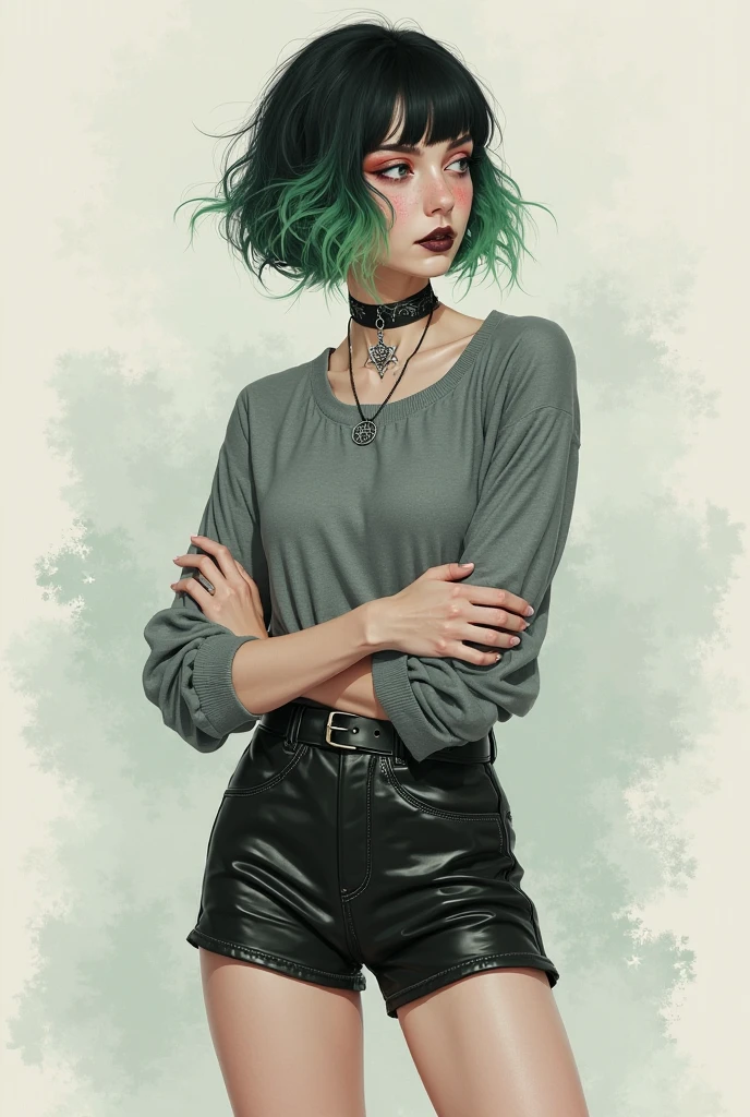 mulher arafed com cabelo verde e tatuagens em um quarto, com tatuagens, her navel is exposed, Coberto, com tinta e cor, Estudante de arte emo feminina alta, wearing atompunk jumpsuit, tatuagens e piercings, tomada em 2 0 2 0, estudante de arte emo feminino, tatuagem inteira, corpo totalmente tatuado, corpo tatuado, with a tentacle tattoo, imagem alta qualidade qualidade
