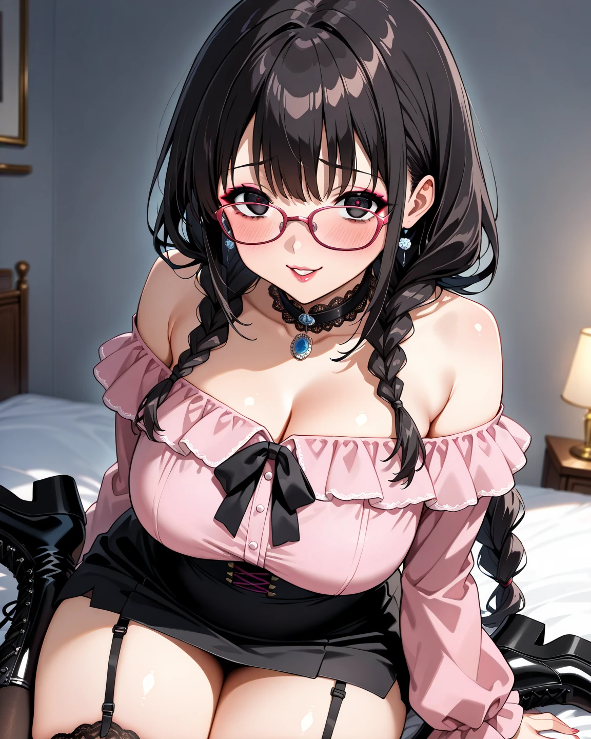 masterpiece, absurdres, hinata\(boruto\), 1girl, solo,mature female, off shoulder floral dress, looking at viewer, (falling petals), perfect composition, detailed lips, big breast, beautiful face, body propotion, blush, (pink lips), long hair,  purple eyes,  soft gaze,  super realistic, detailed, photoshoot, realistic face and body, sexual expression, seductive expression,film m((secretary red glasses SEXY TRAJE))(enormes tetas), escote, buena anatomia Film movie still, sakura 、Se destaca、30 years、piel palida、sonrisas inocentes、(A detailed Face)、(piel detallada)、wet, Los detalles son complejos、Shallow depth oF Field、[volume Fog]、movie lighting、ReFlectors、una Canon EOS R5、lente de 50 mm、F / 2.8、shot at 8k resolution, womb tattoo, spread legs, open legs, kneeling, hand job, spread pussy, slim, naughty smile, naughty face, titsjob, open bra, open skirt, pink nipple, huge breasts, completely nude,Half naked, cute lingerie, transparent lingerie sets,shy, blush,Blushing cheeks