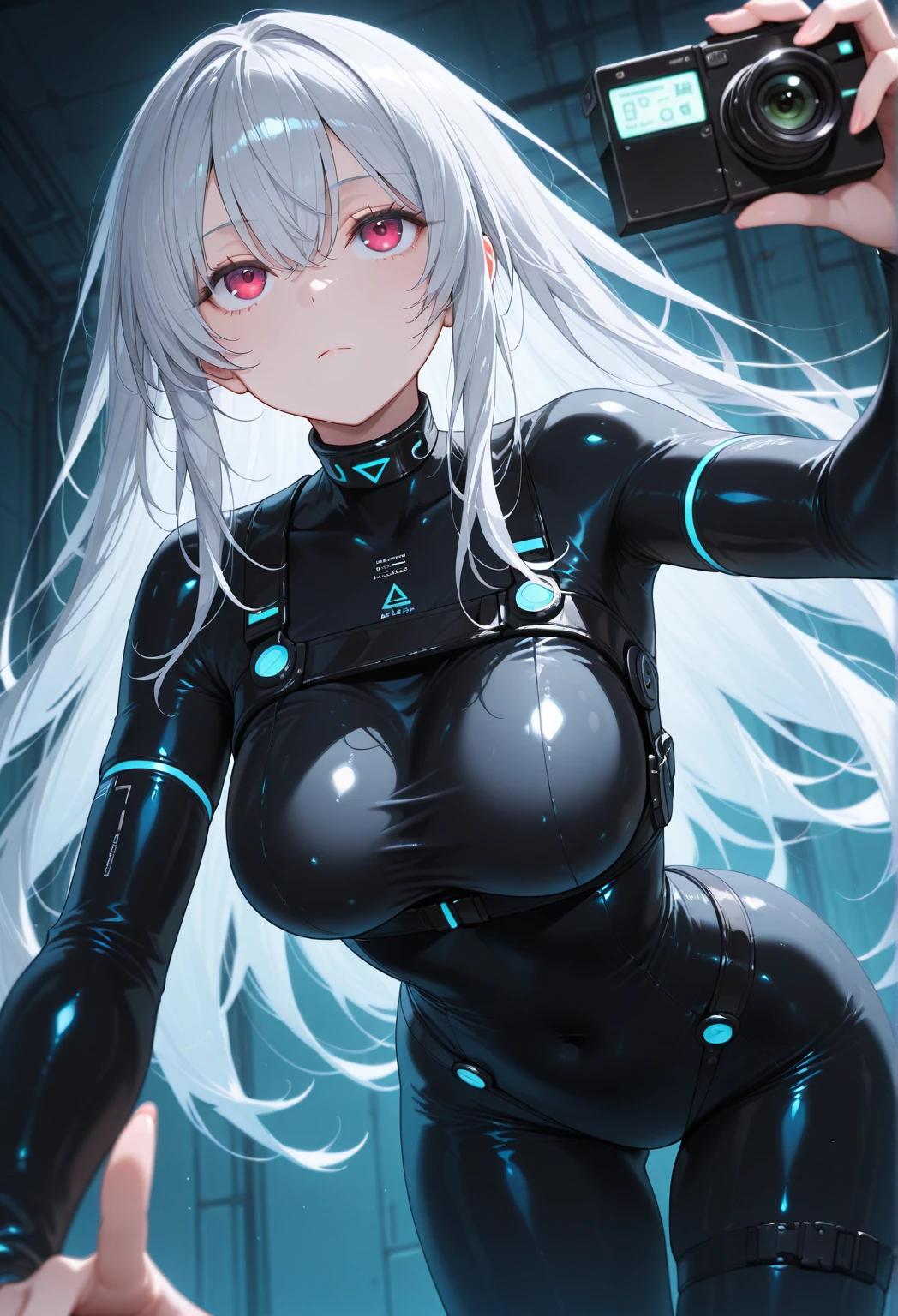 (best quality), best illustration, intricate details, ultra detailed, (2D), hair between eyes, splendid illustration, extremely detailed, 1girl, (bishoujo), ((beautiful detailed face)), (pretty_face+round_face), ((beautiful detailed eyes)), (blue eyes), transparent eyes, ((gigantic breasts)), (bishoujo:1.3), (perfect face), (solo), extremely Detailed CG, (extremely beautiful), dynamic angle, (masterpiece:1.2), (dark eyelashes:1.1), (eyeliner:1.2), (deep blue eyes:1.2), (big eyes:1.2), (bright skin), (ultra-detailed), illustation, very long bangs, sweaty, messy hair, 1girl, (starry space background), (spacecraft, (futuristic black bodysuit with blue leds), sitting, science fiction, long hair, silver hair, deep blue eyes, cameltoe, erect, headset, huge breasts, sexy beautiful young woman, robotic cat ears, thick thighs, very tight clothes, narrow waist)