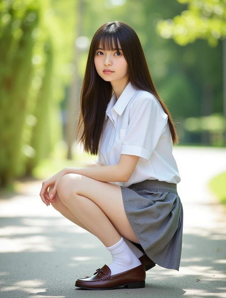 Photo quality,Masterpiece,Realistic,(14 year old cute Japanese girl:1.9),(Detailed young face:1.9),(Very embarrassed look:1.9),(Thin legs:1.9),(Sit down scratching Hu,Wear a Chinese dress:1.9),(Posing to seduce men in the park,Inner thigh visible:1.9),((Droopy eyes:1.9)),((Body type of a 14 year old girl,Small Tits:1.9)),(Cute school girl hairstyle:1.9),((Skinny Legs)),Very pale skin,Show your forehead,Detailed body,Detailed hands,No makeup