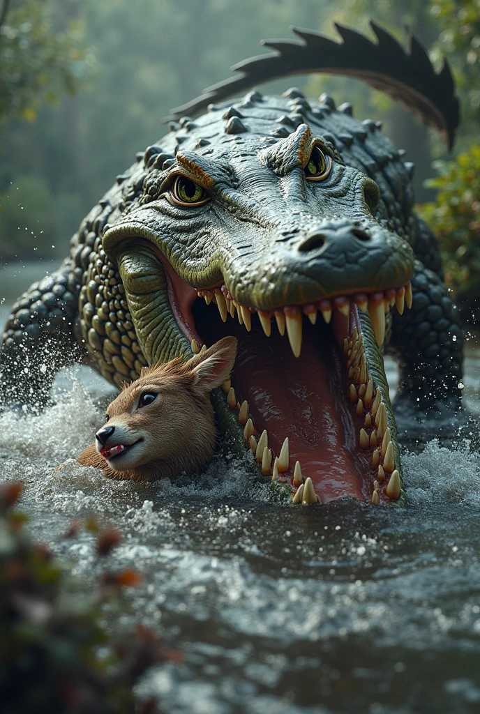 a large alligator is fucking a small dog cub on a riverbed, river, forest, feral, animal penis, tapering penis, (((duo, anal sex, anal penetration, size difference, ridiculous fit, large penetration, big penis, chair position, urine, stomach bulge, deep penetration, hyper stomach bulge, hyper penetration, prolapsed anus, threading, open mouth)))