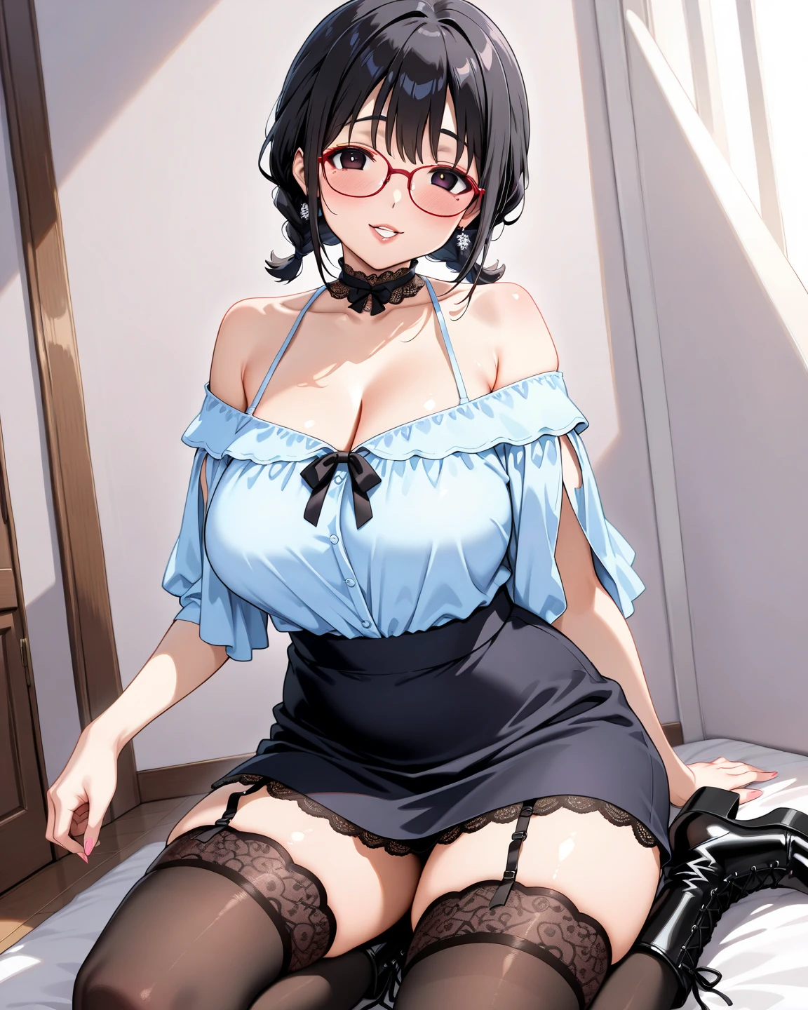 aki Nishikino、(((ultra high definition))), ((living room with large window)), ((There is only one woman)), ((very realistic)), (sitting on the sofa), (40 year old mature woman wearing kinky underwear), (((Panties are completely wet))), sit on a chair with your legs wide apart.、M-shaped legs、best quality, thighs、laugh, blouse,black bra、black panties, thighsと股間が蒸れてる 、big ass、太いthighs、Woman feels sexually aroused、(((club with lights))), reach orgasm, Big tits and ass, Lethargic expression after orgasm, (Knees wide open), ((crying very much)), ((Big tits and ass)), (((The area between the pelvises was completely exposed.))), ((My whole body is wet with water.)), Anatomically perfectly balanced body