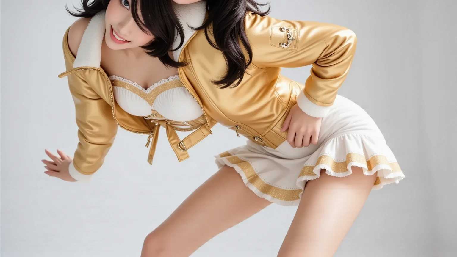 (((Sexy costumes that accentuate your sexy body:1.85)))、(((Sexy knee-highs:1.85)))、((((Sexy costume that emphasizes the crotch:1.85)))、((((Spread your legs wide、Touching the thigh、Showing off your crotch、Thin pubic hair sticking out、large pointy breasts))))、Realistic, High resolution, 1 female, Lift your hips high, Beautiful Eyes, Bob Cut Hair, The eyes are round, blonde, jewelry, Track and field uniforms, Squat, Spread your legs,Camel Toe