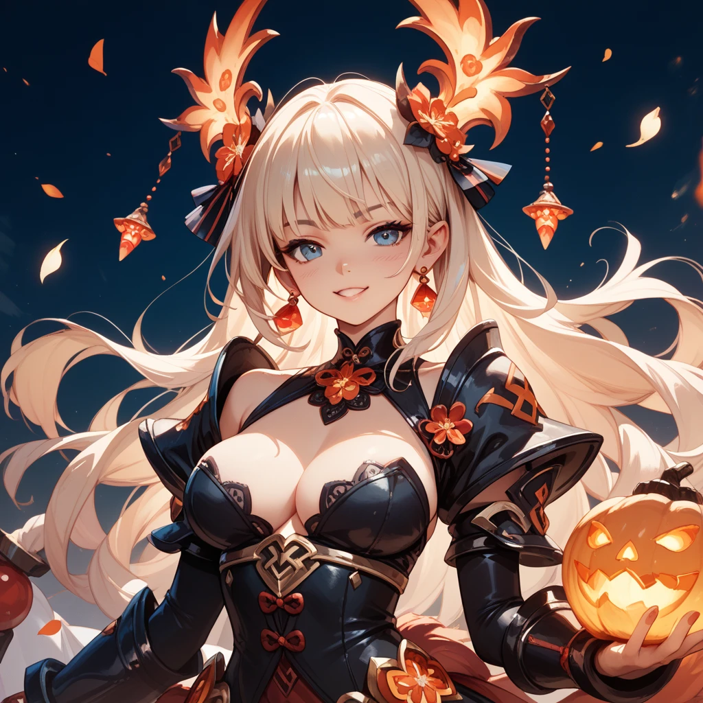 top-quality、Top image quality、in 8K,4K,masterpiece、(NSFW:1.1)、ultra-detailliert、Beautiful、ultra-quality、adult-like、Cool、girl with(((18year old、Halloween Costumes、Cheongsam 1:3、Bust 78、silber hair、straight haired、Red Eyes、erotick:1.4、Emphasizes cleavage、Happiness、The tattoo)))、hiquality、visualart、Background with((Halloween 1.3))、masutepiece