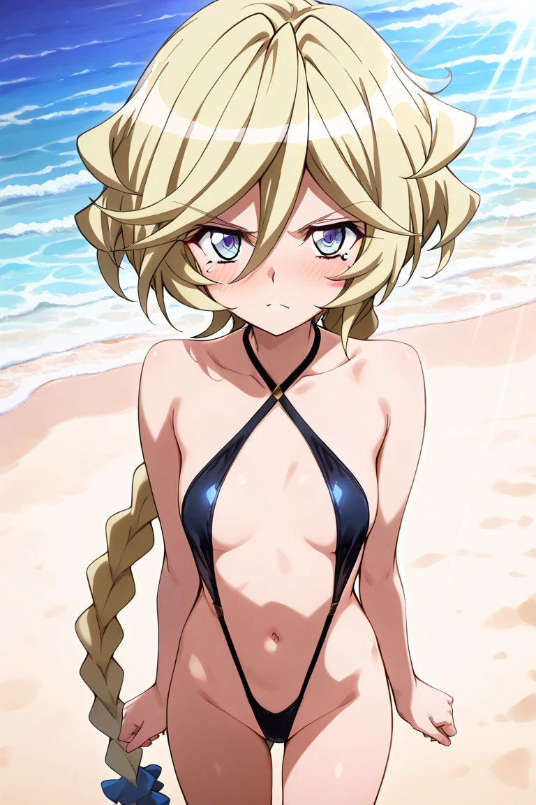 Ramちゃんのデザイン、Ram、profile、Upper Body、bikini、Slender body、Masterpiece、Simple Background、Highest quality