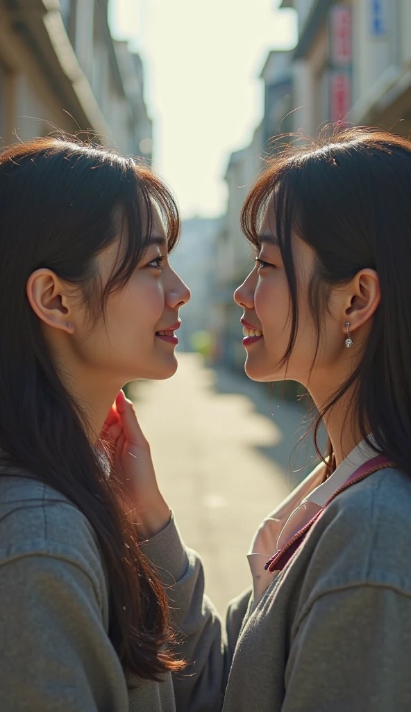 Two women facing each other