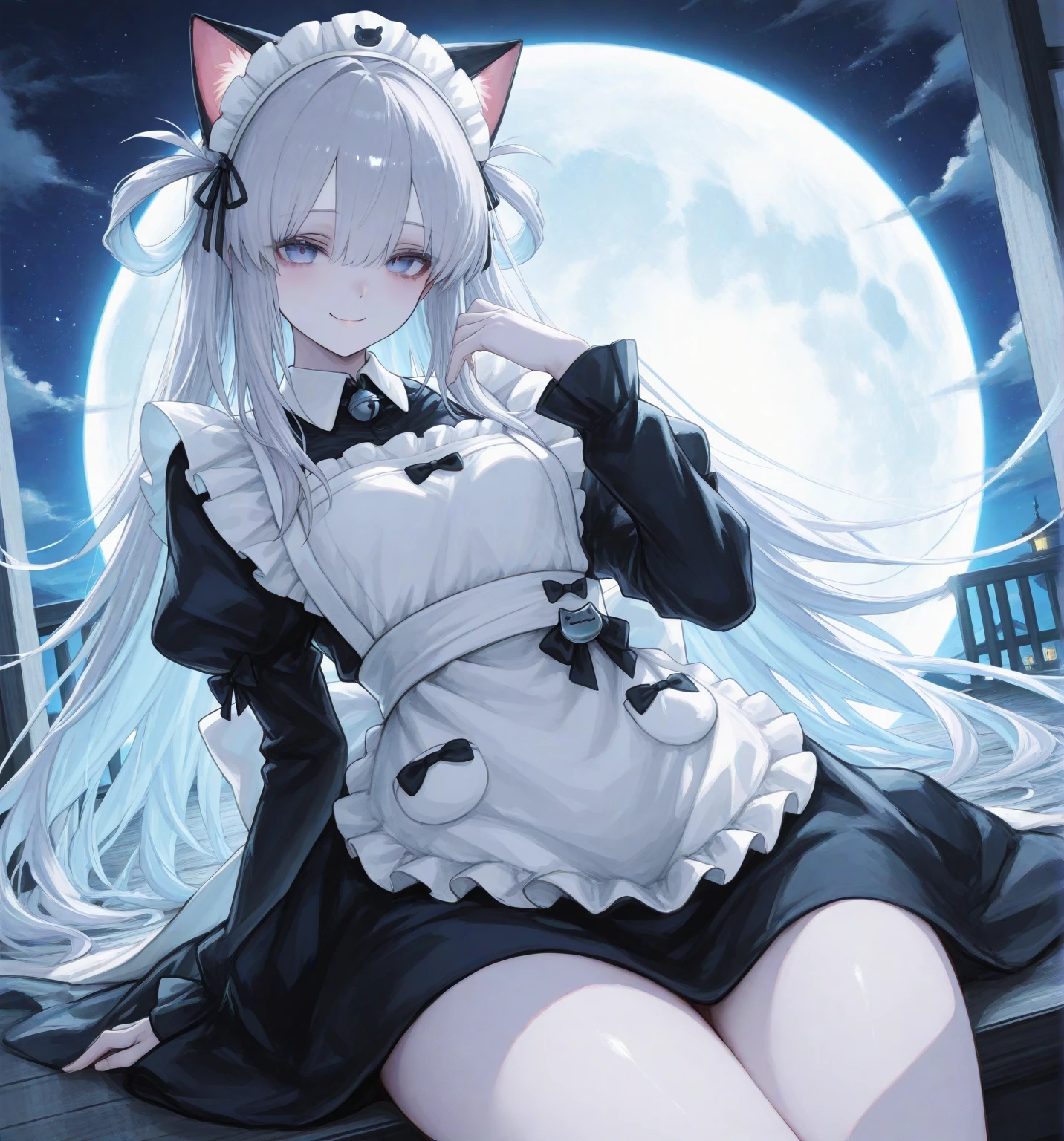 masutepiece, Fine detail, 4K, 8K, 12K, a beauty girl, caucasian female, maid clothes, White hair, Long hair, Halloween, 🎃、red eyes、Skirt Sex、Twisting the skirt、Masturbating。Masturbating、Touching female genitalia、Omorashi、Urine discharge、I'm embarrassed、cat ear、tail、Fucking、oral sex、blow job、Imarachio、Pee、Bukkake