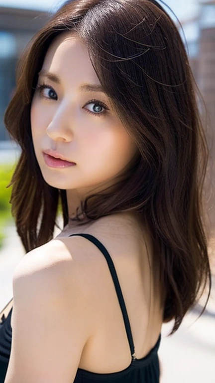 Highly detailed CG Unity 8 highest quality、studio photography、full body portrait、realistic、Highly detailed cute girl、alone、Melancholic expression, up hair、big breasts