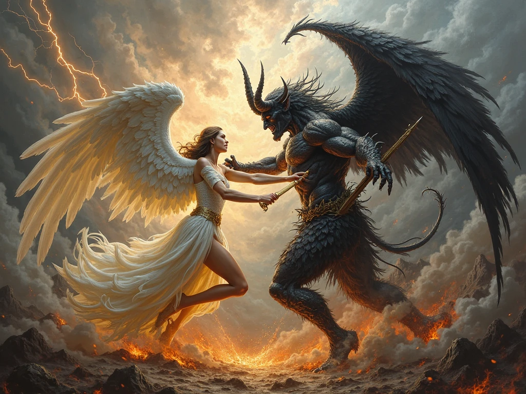 God defeating the devil