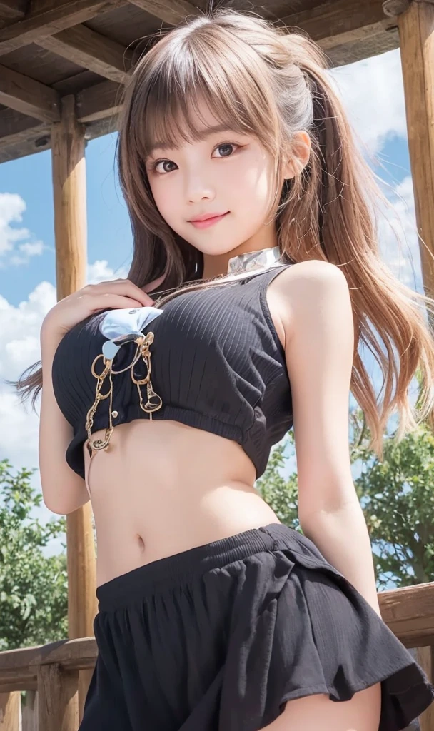 (ultra-realistic realism), (illustratio), (A high resolution), (8K), (The is very detailed), (Best Illustration), (Beautifully detailed eyes), (top-quality), (ultra - detailed), (tmasterpiece), (HD Color), 1 girl, ((24 years old girl)), (A detailed face), solo, 1 girl in, looking at viewert, finedetail, A detailed face, in the darkness nigth, deep shading, low tune, pureerosfaceace_V1, A smile, black shawl ,straight hair, 46-point diagonal bangs, (beautiful stomach, strips), (shining ribbon:1.5), (cropped shoulders), (in the park:1.5), lake, ((dancing pose)),
