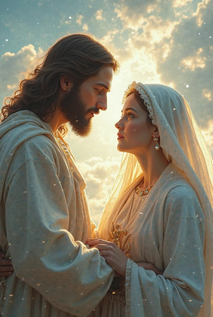 The shape and the light of archangel gabriel in the eye of virgin mary