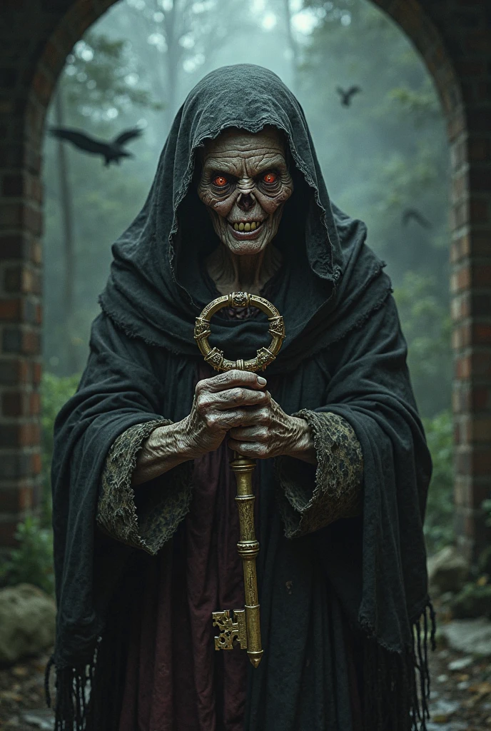 (bright red light) (bright face) (standing hunchback) a dark and creepy old woman holding a stick, dreadful face with intense eyes, occult ritual, bright face, dark magic, 8k, hyper detailed, photorealistic, dramatic lighting, chiaroscuro, dark fantasy, muted color palette, clear image, ominous atmosphere, poster style