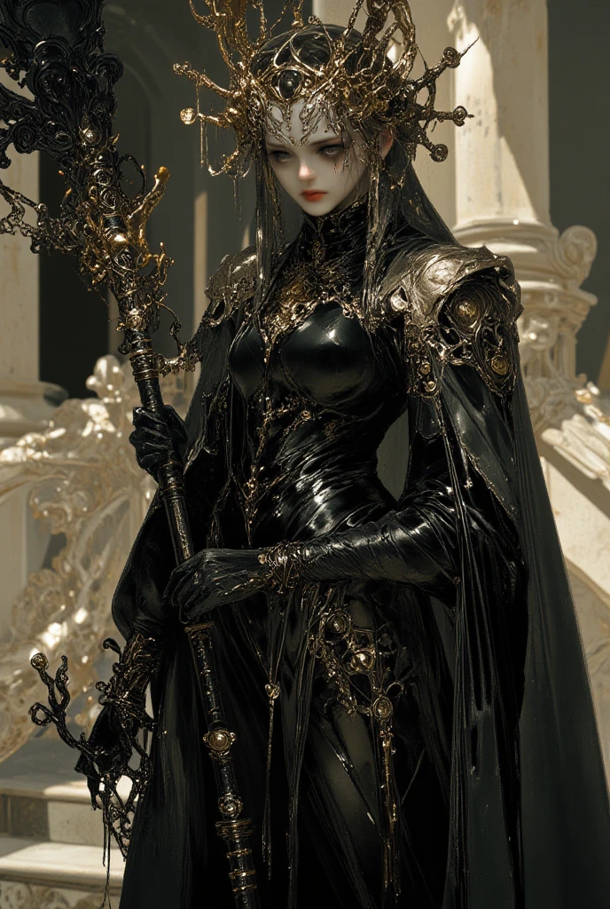 (masterpiece:1.1), (best quality:1.1), (ornate:1.1), (monochrome:1.3), (black and white:1.3), BREAK,
(horror:1.0), (esoteric:1.1), (watercolor:1.0), BREAK, ((blonde hair))
(solo:1.4), (dynamic angle:1.0), (cowboy shot:1.0), (man:1.1), (white tunic:1.0), (armor:1.2), (shoulder armor:1.1), (gauntlets:1.0), (large breasts:1.0),