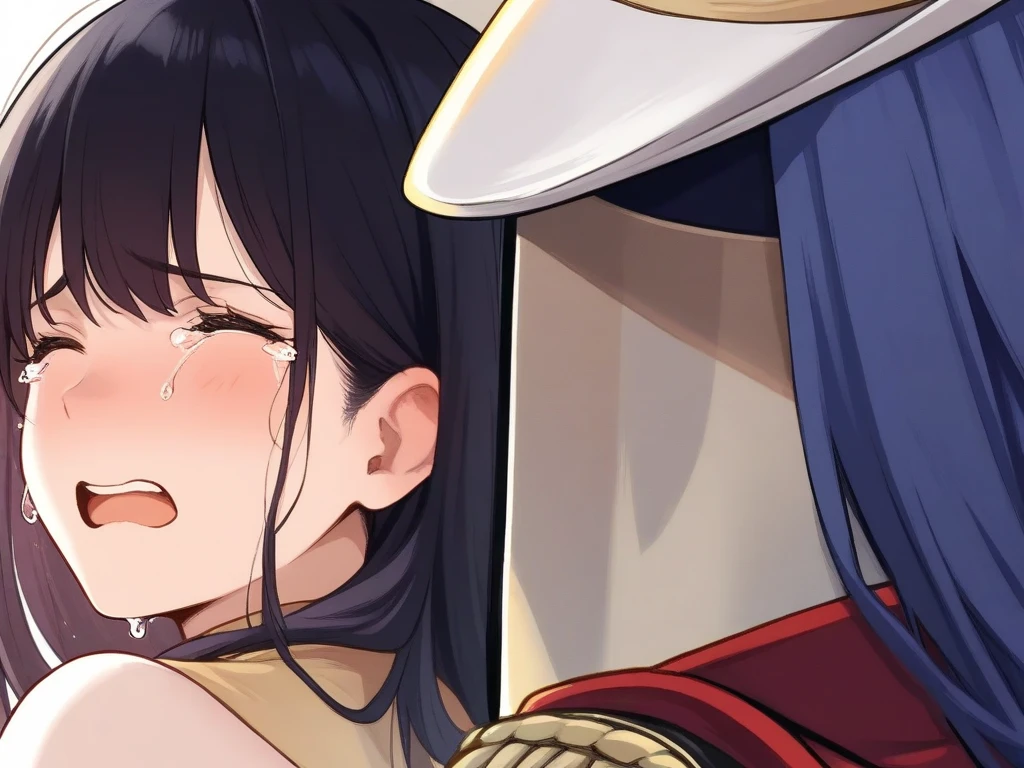 score_9, score_8_up, score_7_up, score_6_up, score_5_up, score_4_up,source_anime, BREAK uncensored, official art, official style,anime_screencap , anime coloring ,dbj , qqx, cch, [[zjw]] , 1girl ,Koubuin Yuuhi, blue hair , purple hair , high ponytail , blue eyes, kimono , saliva, from side, side view , side fellatio, deepthroat , vacuum , oral sex, blowjob, penis inside the mouth ,1boy, Dark-skinned men , (((Muscular man))), (((ugly man))) , (((Size difference))) , riding cock, huge cock, muscular cock, wide cock, fat cock