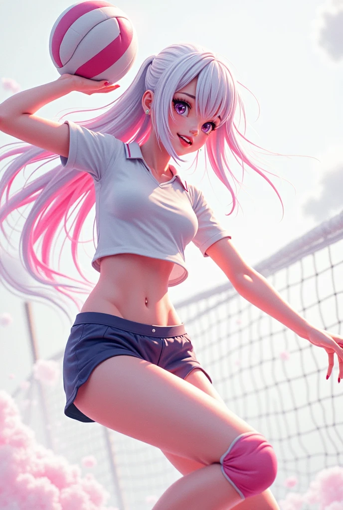 ((one 20 years old caucasian girl with a ball)), full body shot, beautiful woman, (straight long hair), ((detailed face:1.3)), (detailed blue eyes:1.2) ((detailed facial features)), (finely detailed skin), pale skin, big breasts, high detailed deep cleavage, wearing a (pink thong bikini), cute and sexy, RAW, cute smile, (extremely detailed CG unity 8k wallpaper, best quality, masterpiece)