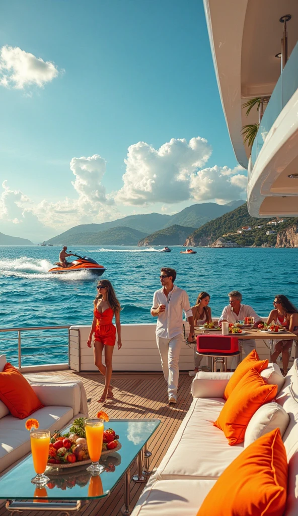 Enjoying members in cruise boat realistic 4k