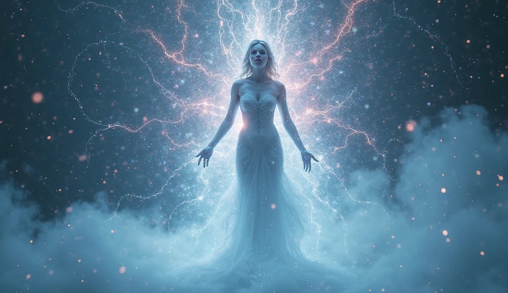 water elemental angel of death in a bloody red moon