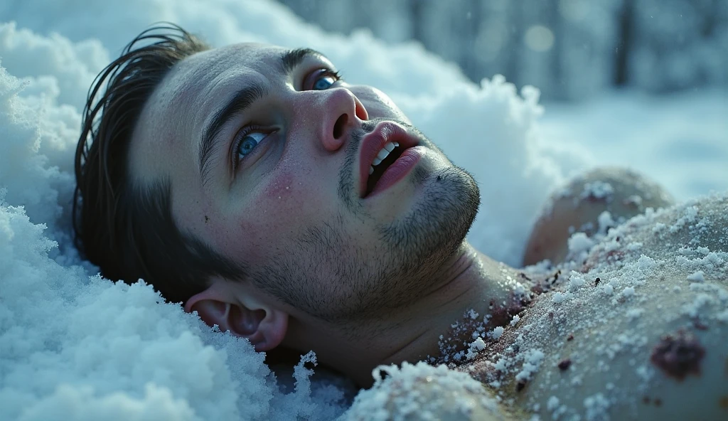 he is frozen in ice