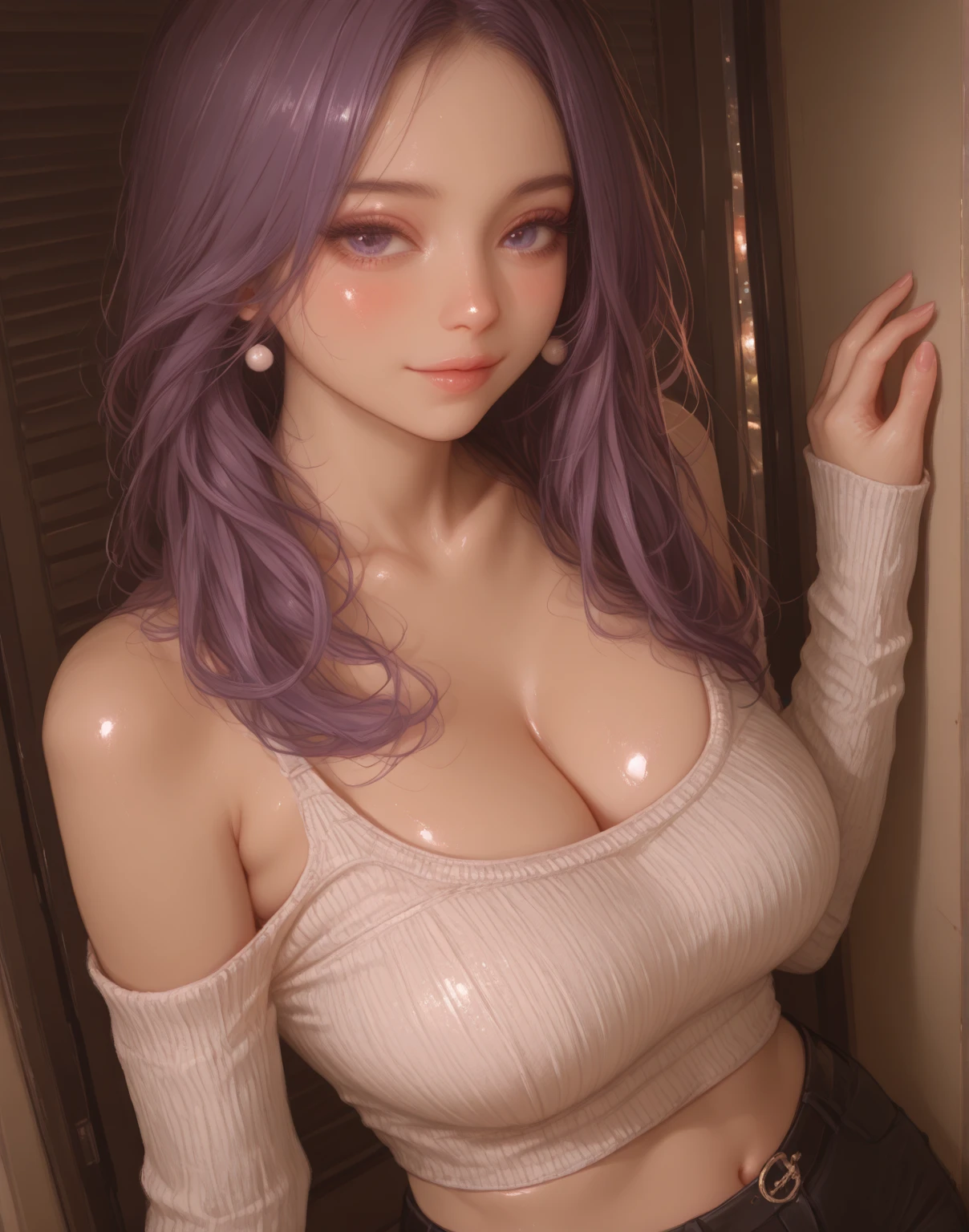 RAW photo, best quality, masterpiecel1.4, Clean skin, 1girl, Kafka, masturbating, looking at camera, naked, purple hair, medium breast, asian, purple eyes, sexy, symmetrical eyes, legs wide open, bangs, crotch, pubic area, highres, cinematic, high contrast, puffy eyes, full lighting, crotch shows through, areola see-through, pubic area open, open, pubic area visible, vaginal launch, minora, penetration, cute face, proportional eyes, show off