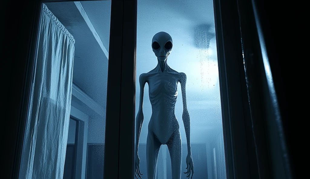 ral-ertmsphr  night, interior room, shot of an open door with an alien standing in a haze of green fog, mystical and disturbing <lora:ral-ertmsphr:1>