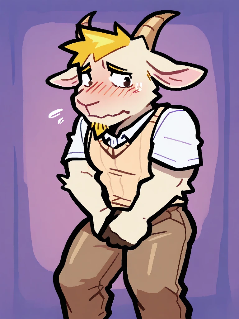 man with goat head and legs with erect penis