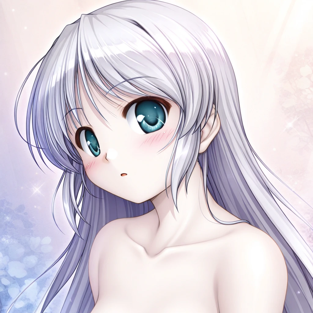 white and beautiful skin、Completely naked、Beautiful Dragon Girl、Chibi、smallest、smile、blue eyes、